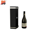 DS Pentagonal Matt Black Inlaid Stainless Metal Wine Box Wood Package With Buckle